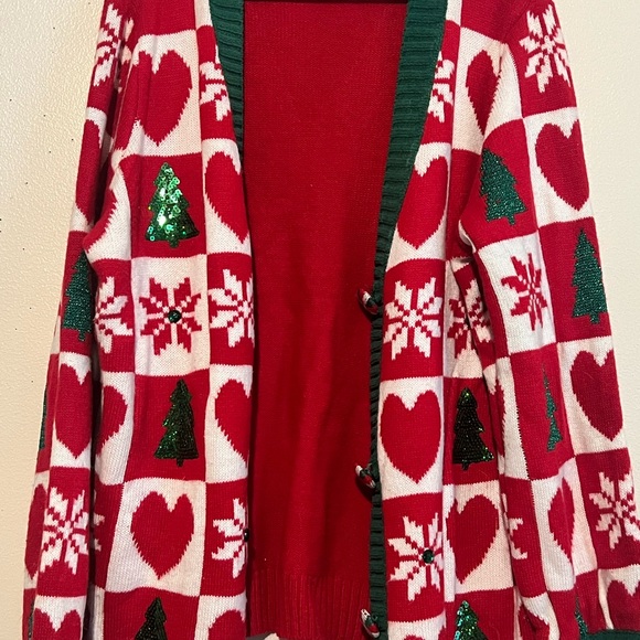 No Boundaries XXL Citron Santa Clause Ugly Christmas Button Up Cardigan - Picture 4 of 9